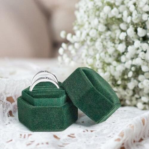 Jewelry Organizer Storage Gift Box Necklace Earrings Ring Box Hexagonal Velvet Double Ring Jewellry Packaging Container