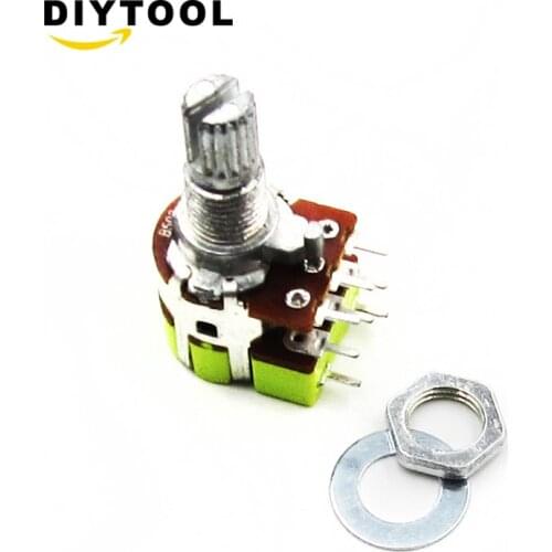 1pcs B50K 50K Ohm Dual Linear Taper Volume Control Potentiometer Switch High Quality Dual Stereo Potentiometer