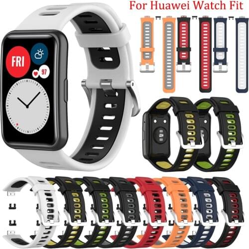 Double Color TPU Strap For Huawei Watch Fit Silicone Wristband Bracelet Replacement For huawei watch ft Accessories with tool