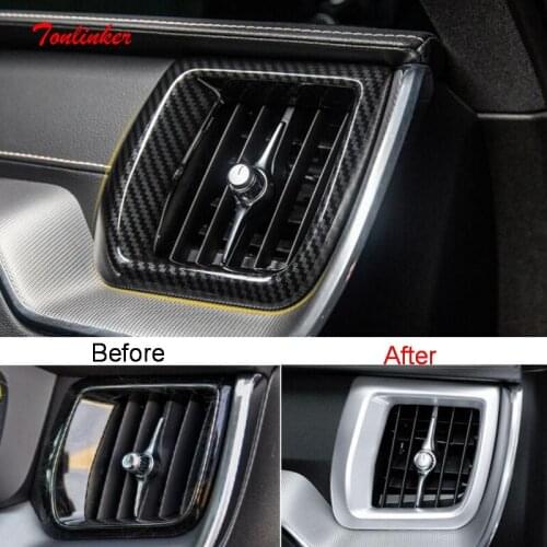 Tonlinker Interior Dashboard Outlet Cover Stickers for VOLVO XC60 2018-20 Car Styling 2 PCS ABS/Stainless steel Cover stickers
