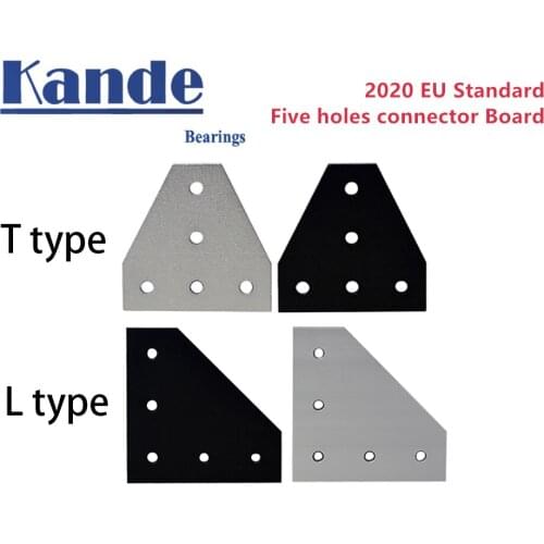 1pcs 5 holes L type T type 90 degree joint board plate corner angle bracket strip for 2020 aluminum profile 3D Printer Parts