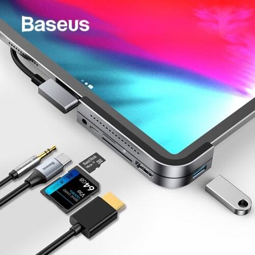 Baseus USB C HUB For iPad Pro 12.9 11 2018 Type C HUB to HDMI USB 3.0 PD Port 3.5mm Jack USB-C USB HUB Adapter For MacBook Pro