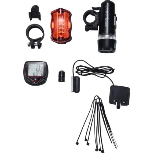 Bicycle Speedometer Odometer Mountain Bike Cycling Light Rear Lamp Cycling Bicycle Accessories Combinations,1Set