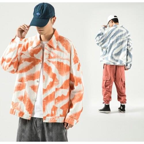 Spring Denim Jacket Men Printed Pattern Cowboy Outerwear Street Fashion Harajuku Plus Size Loose Jean Coats Male Clothing 5XL