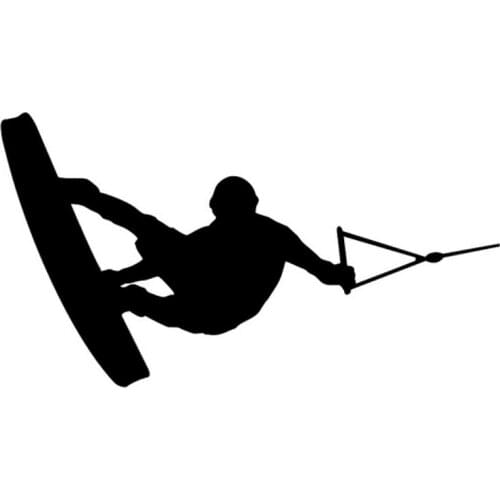 18cm*10cm Wakeboarder Silhouette Art Decor Fashion Vinyl Stickers Decals Black/Silver S3-4762