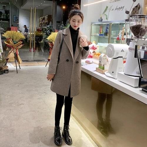 2021 Women Autumn Winter New Single Button Woolen Jackets Female Long Wwol Warm Coats Ladies Long Sleeve Loose Outwear Q567