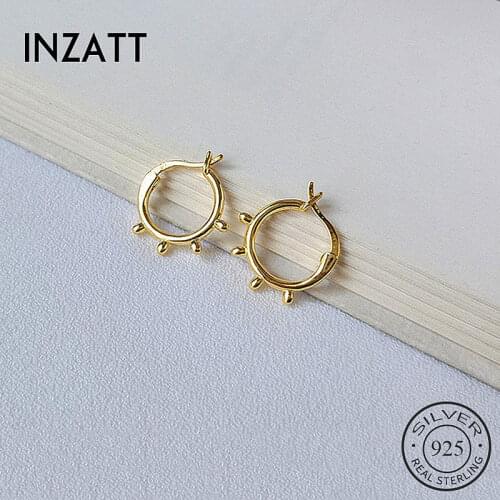 INZATT Real 925 Sterling Silver Minimalist Geometric Round Hoop Earrings For Women Party Fine Jewelry Classic Accessories Gift