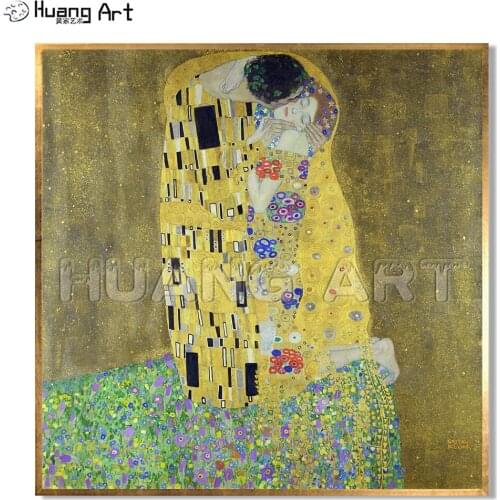 Famous Gustav Klimt Art High Quality KISS Portrait Painting Hand-Painted Oil Painting on Canvas for Decor Imitation Painting
