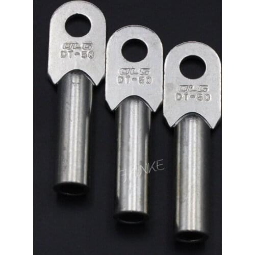 1pc DT-50 50mm2 CableTerminal Connector Copper Lug Coated tin Tone for 10.5mm Dia Bolt Electric power fittings National Standard