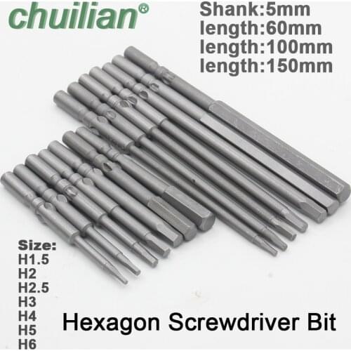 1Pcs Magnetic Hexagon Screwdriver Bit S2 Steel 801 5mm Round Shank Screwdrier Drive Power Drill Bit 60mm 100mm 150mm