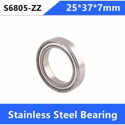 10pcs/lot ABEC-5 S6805ZZ S6805 ZZ Stainless Steel bearing 25*37*7 mm Deep Groove Ball Bearing 25x37x7 mm 6805ZZ 6805