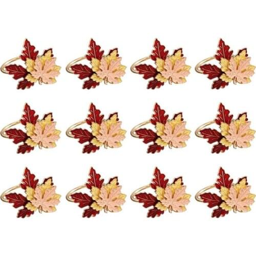 12 Pcs Maple Leaves Napkin Rings,Napkin Rings Holders,For Christmas,Birthday,Wedding,Party,Dinner Table Decor,Etc