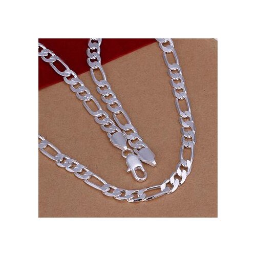 2017 Hot S925 Silver color Necklace Mens Figaro Chain 8MM choker necklaces chains S925 - fashion jewerly 20inch N018