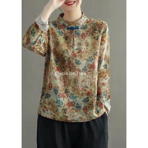 2021 women hanfu tops chinese cotton linen qipao shirt chinese style traditional women red tang suit loose hanfu blouse