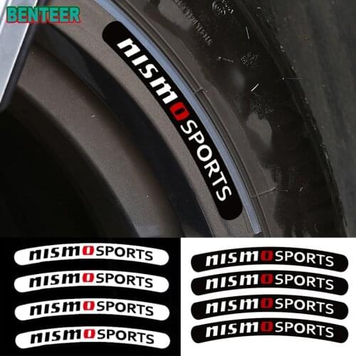4pcs Reflective Nismo Car Rim Sticker For Nissan Tiida Sunny QASHQAI J10 J11 MARCH LIVINA TEANA X-TRAI