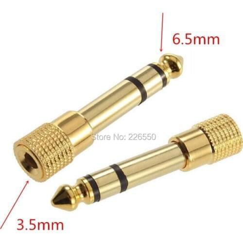 500pcs/lot* Gold Plated 6.5mm 1/4"Male plug to 3.5mm 1/8"Female Jack Stereo Headphone Audio Converter Adapter