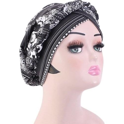 8Styling National Hair Cap For Sleeping Twist Braid Headcover Hat Headband Cotton Bonnet Haircare Coloring Bohemian Turban