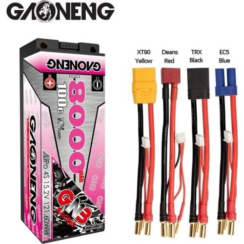 Gaoneng GNB 8000mAh 4S 15.2V 100C/200C 5mm Bullet Hardcase LiPo Battery XT90 Connector for 1:8 1/8 four drive off-road RC Car