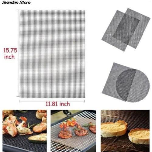 Non-stick Barbecue Grilling Mats High Security Grid Shape BBQ Mat with Heat Resistance 30x40cm For Outdoor Activities