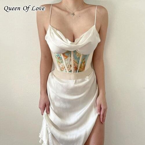 Satin Side Split Mini Dress 2021 Summer Sleeveless Strapless Club Party Dresses Solid Fashion Elegant Clubwear Vestidos Outfits