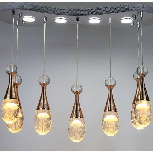 Free shipping Personality drop bar fashion jellyfish crystal bubble pendant lights LED energy saving bedroom/dining luxury lamps