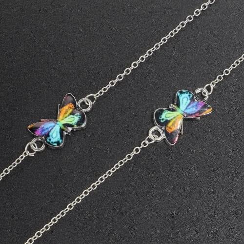 Fashion Cute Animal Colorful Butterfly Silver Color sunglasses chain Glasses Cord Anti-Loss Metal Eyeglasses Chain accessories