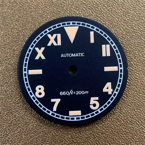 28.5mm Watch Dial Wristwatch Dial w/ Green Luminous for SKX007 NH35 Watch Movement Repair Part