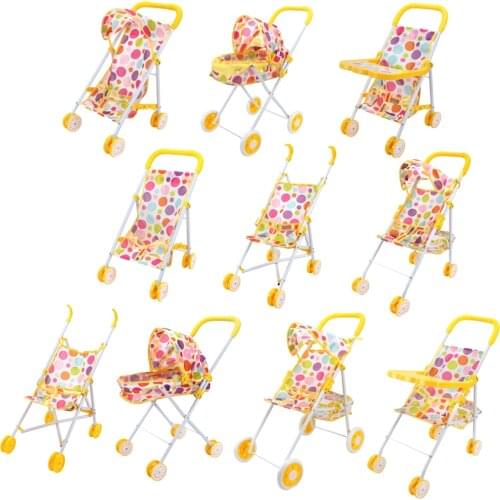 Lovely Dots Pattern Stroller Pushchair Folding Trolley Toy ay Doll Gift