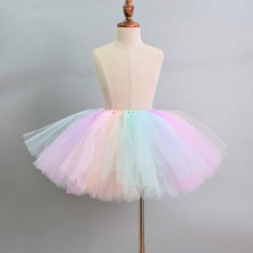 Baby Pastel Rainbow Unicorn Fluffy Tutu Skirt Baby Birthday Party Tulle Skirt Girls Halloween Unicorn Costume School Skirt 0-12Y