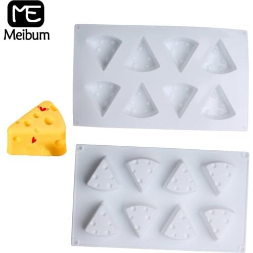 Meibum Cheese Shape Cake Mold 8 Cavity Silicone Molds Mousse Mould Muffin Dessert Pastry Baking Pan Cake Decorating Tools