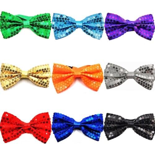 BowTie for Men Women Fashion Shining Sequin Bowtie for Wedding Party Adult Mens Bowties Cravats Candy Color Bowknot Accessories