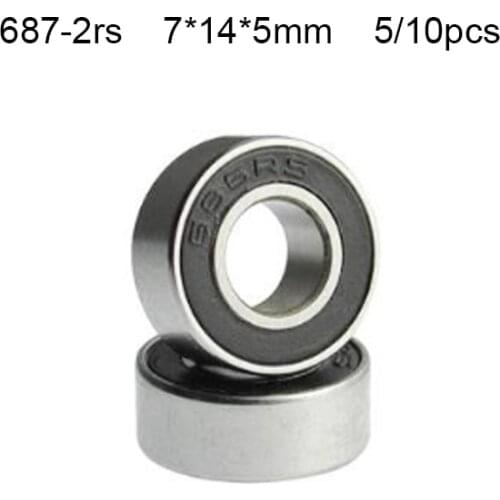 Sealed Deep Groove Ball Bearing Rubber 687 687RS 7x14x5 MINI Miniature Steel 10pcs 687-2RS 7*14*5 Mm 10*10*5cm China Free