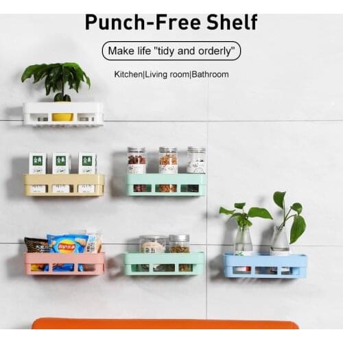 Kitchen Storage Shelf Plastic Durable Wall-mounted Punch-free Sticky Drainage Shower Gel Facial Cleanser Bathroom Storage Rack