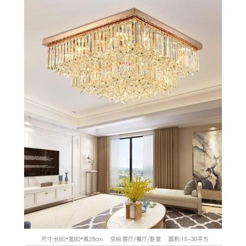 Square Crystal Ceiling Light For Living Room Home Dining Light Lamp Hotel Creative Retro Iron Lamp E14 Led Bulb