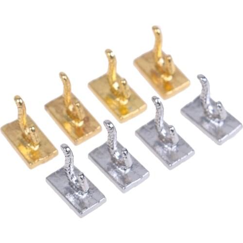 Hot sale 4pcs 1:12 doll house Miniature Clothes Coat Hook Rack Metal Wall Hanger doll house Bathroom Accessories