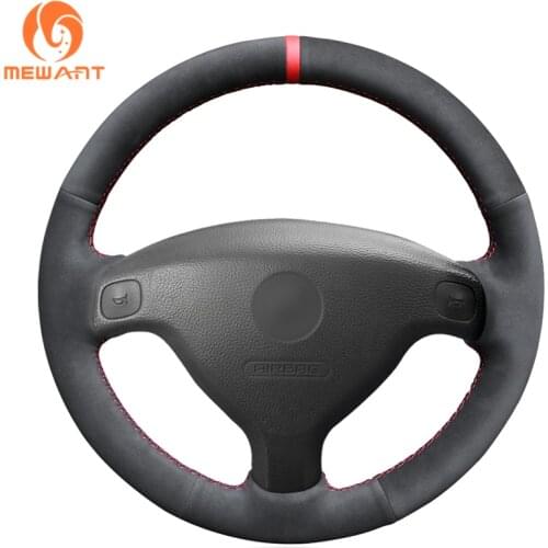 MEWANT Black Genuine Leather Suede Car Steering Wheel Cover for Opel Astra G Corsa B Zafira A Agila A Combo B Tigra 1998-2007