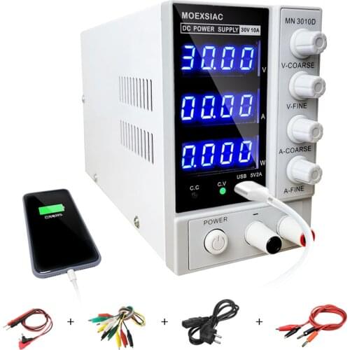 Mini 3010D DC Power Supply Adjustable 30V 10A 4 Digital USB Lab Bench Source Voltage Regulator Switching Laboratory Power Supply