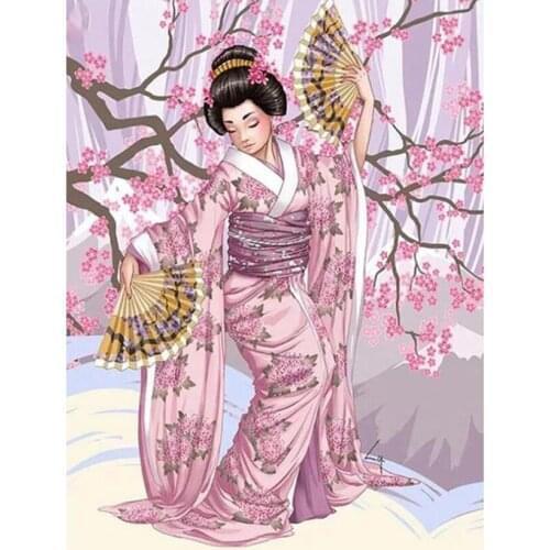 DIY Photo Customization 3D Diamond Painting Geisha Cross Stitch Kit 5D Full Square Mosaic Diamond Embroidery Japanese GJ100