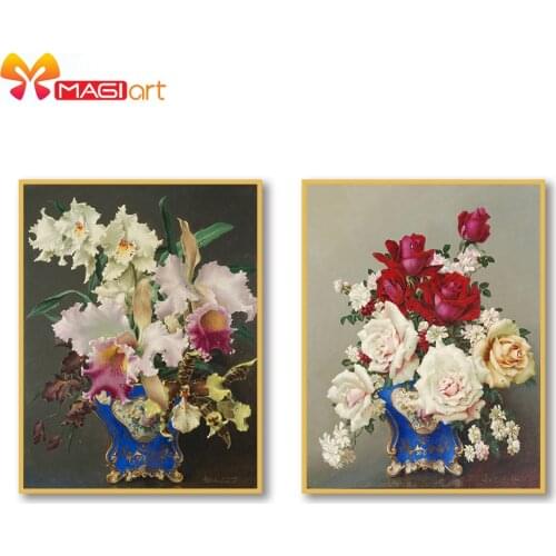 Cross stitch kits Embroidery needlework sets 11CT water soluble canvas patterns 14CT orchid -NCMF350