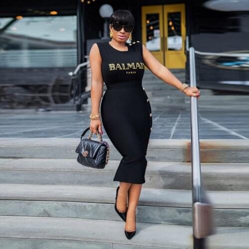 2021 New Fashion Womens Waist Skirt Suit Straight Tribute Sleeveless Slim Hip Fashion Casual Dress Women