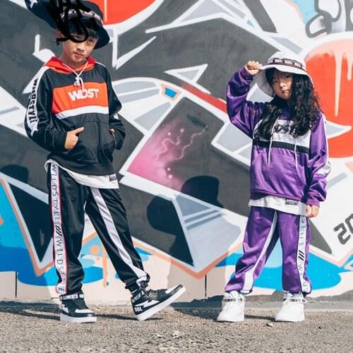New Autumn ChildrenS Hip Hop Jazz Dance Costume Boys Loose Long Sleeve Hip Hop Clothes Girls Street Dance Costumes Tide DWY3846