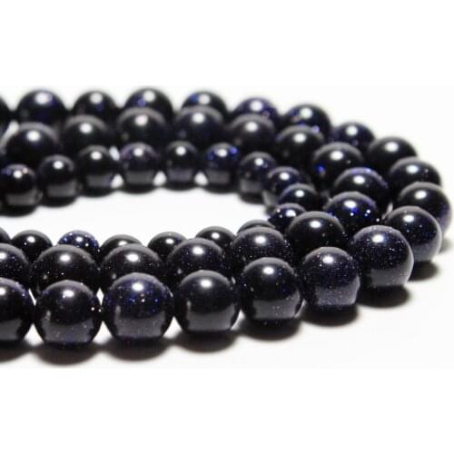 Wholesale Blue Sand Stone Gold Star Stone Natural Stone Beads For Jewelry Making DIY Bracelet 4mm 6mm 8mm 10mm 12mm Strand 16