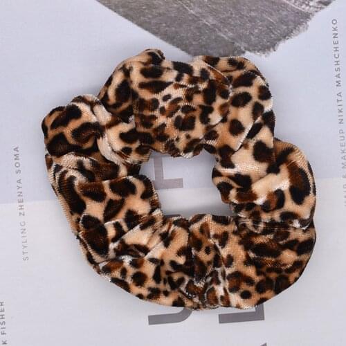 Leopard Hair Scrunchies print Elastic Bands Korea Big Ponytail Holder Winter Velvet Hair Accessories Headband For Girls/Women