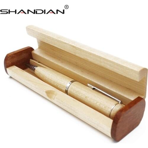 SHANDIAN wooden Ballpoint pen + gift box usb flash drive pendrive 4GB 8GB 16GB 32GB 64gb memory stick U disk free custom logo