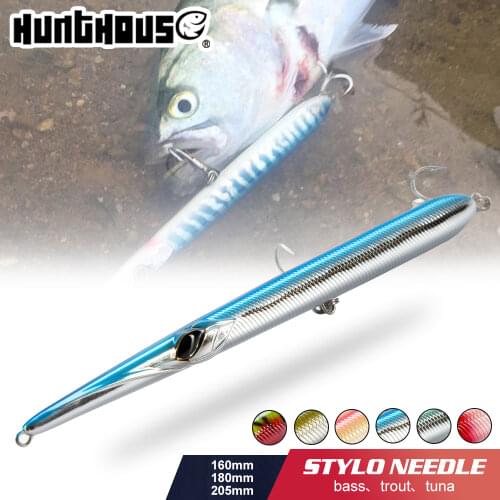 Hunthouse needle stylo fishing lure long casting pencil stickbait floating&sinking 205mm 31/36g skipping garfish sphyraena pesca