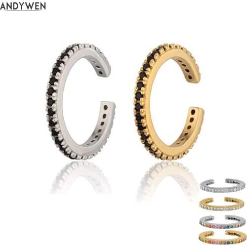 ANDYWEN 925 Sterling Silver Ear Cuff Clip on Earrings No Piercing Earrings Punk Rock Earcuffs For Women 2019 Jewelry Wedding