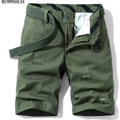 Ruppshch Casual Shorts Men Retro Khaki Pure Cotton Cargo Shorts Fashion Jogging Pants Outdoor Oversize