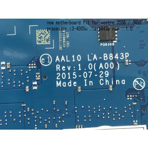 BRAND NEW AAL10 LA-B843P MOTHERBOARD For Dell Vostro 3458 3558 MAINBOARD WITH PROCESSOR I3-4005U VGA PORT