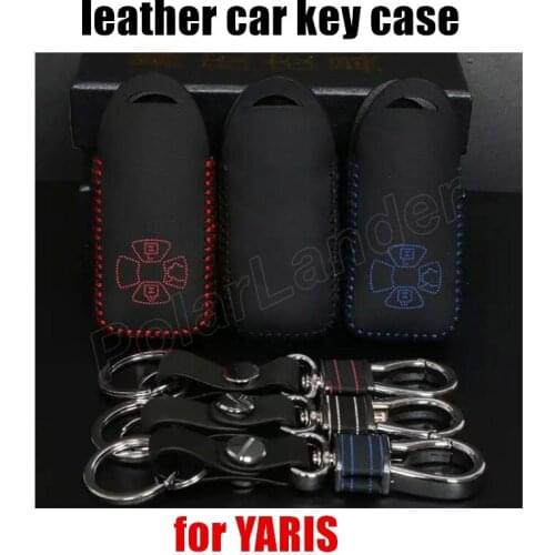 Only Red great quality car key case Genuine quality leather Hand sewing car key cover DIY car styling fit for TOYOTA RAV4 YARIS