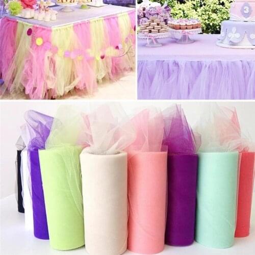Tulle Roll Spool 25 Yards Wedding Table Runner Tutu Roll Crystal Tulle White Organza Tutu Skirt Party Fabric Background Supplies